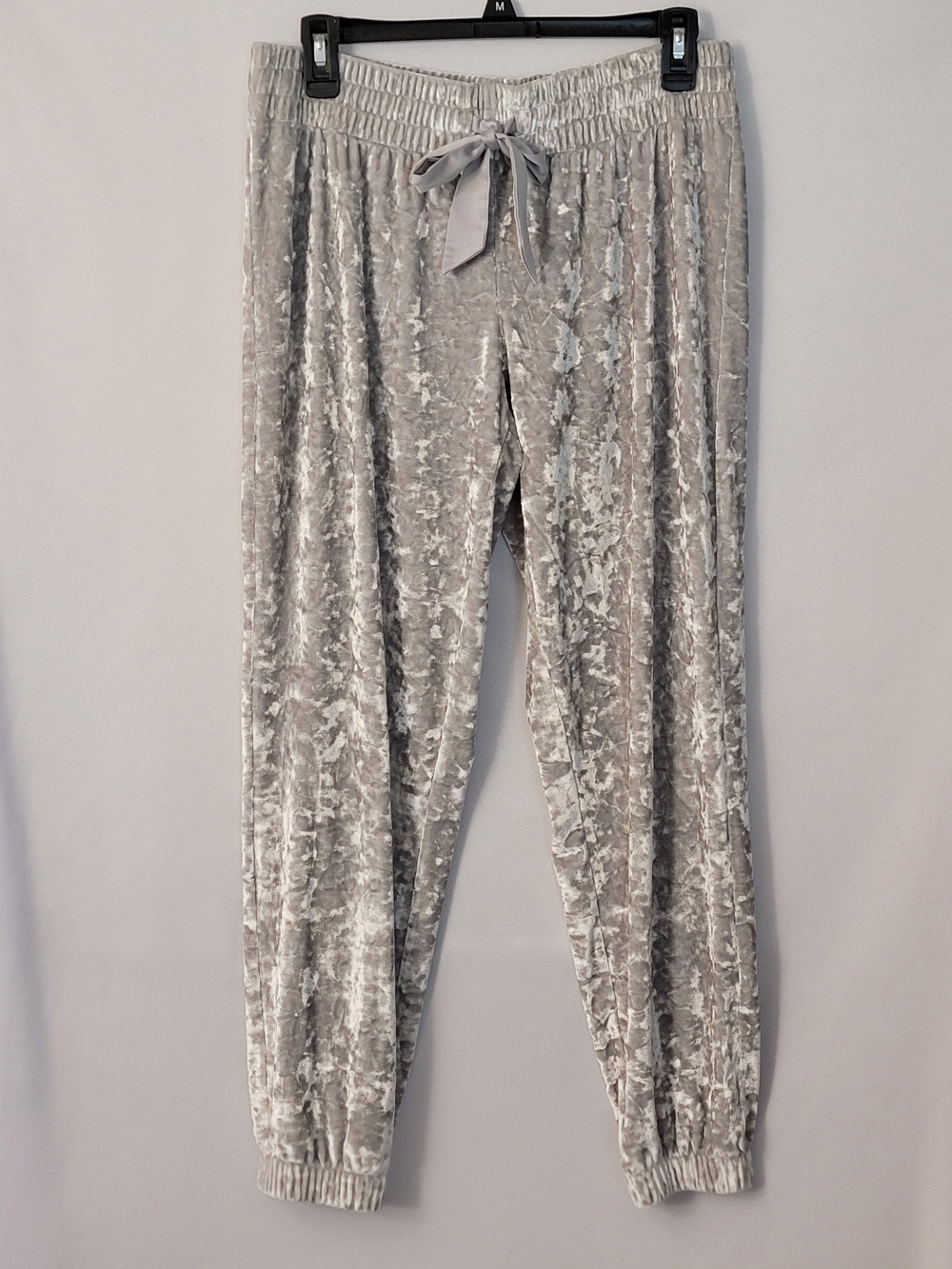 Victoria's Secret Crushed Velvet Jogger Pants Light Silver Gray Size M